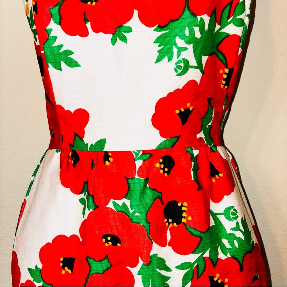 15% Discount - 70’s Vintage Malia Honolulu Red & Green Sheath Dress with pockets - Picture 4 of 10